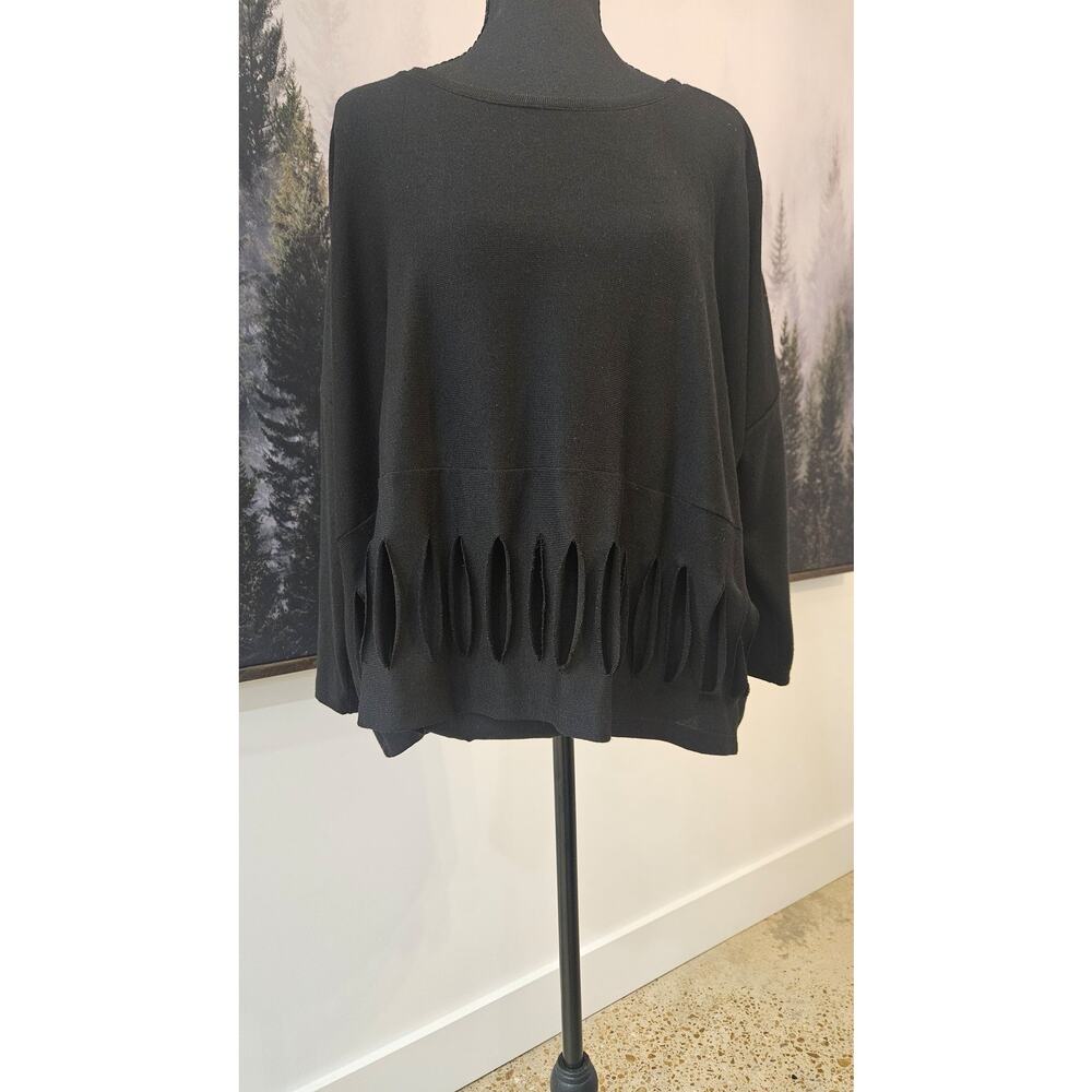IC By Connie K Black Knit Tunic Top L USA - Picture 2 of 4